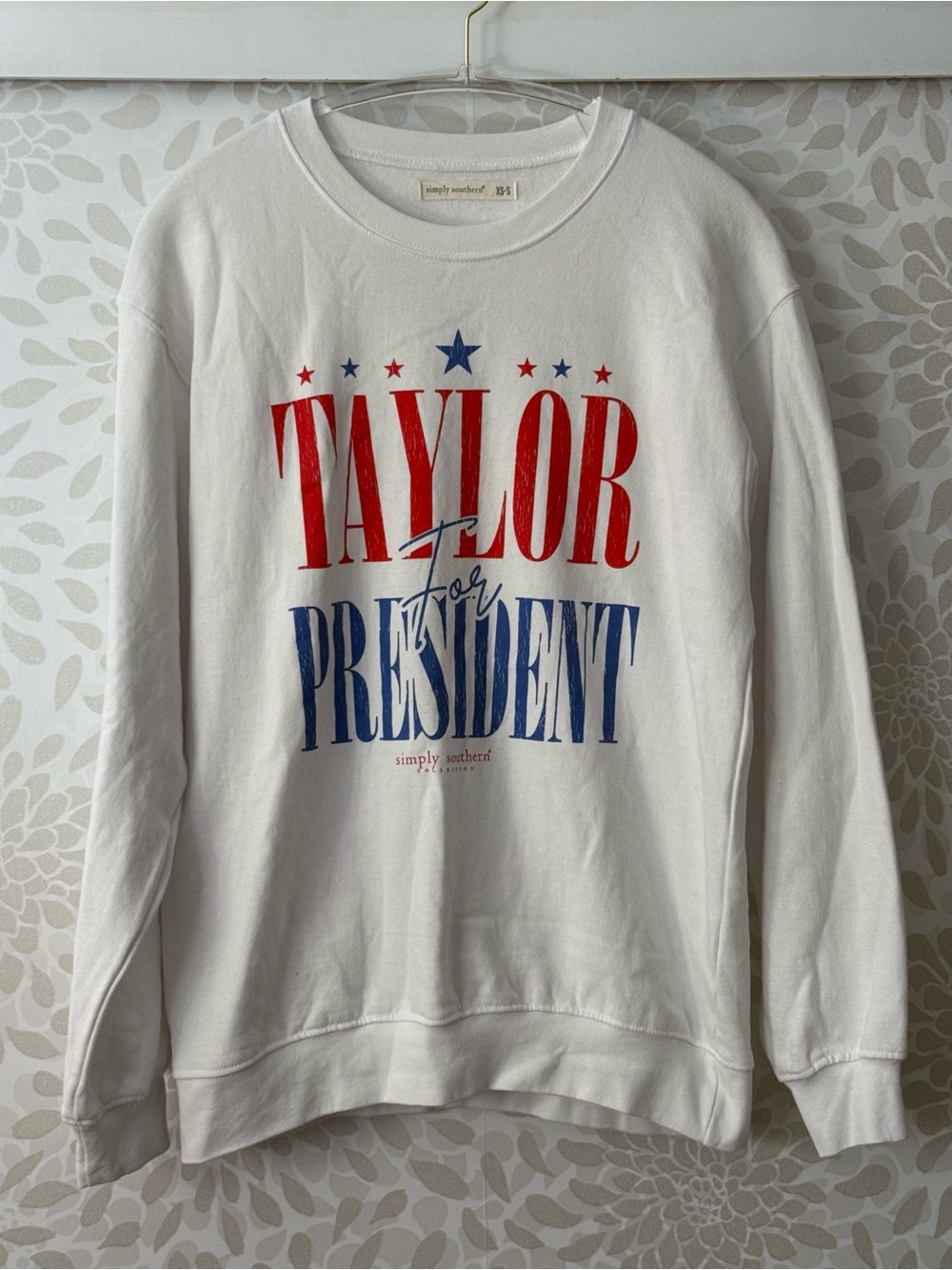 Simply Southern Women’s XS S Taylor For President Crewneck Sweatshirt July 4th